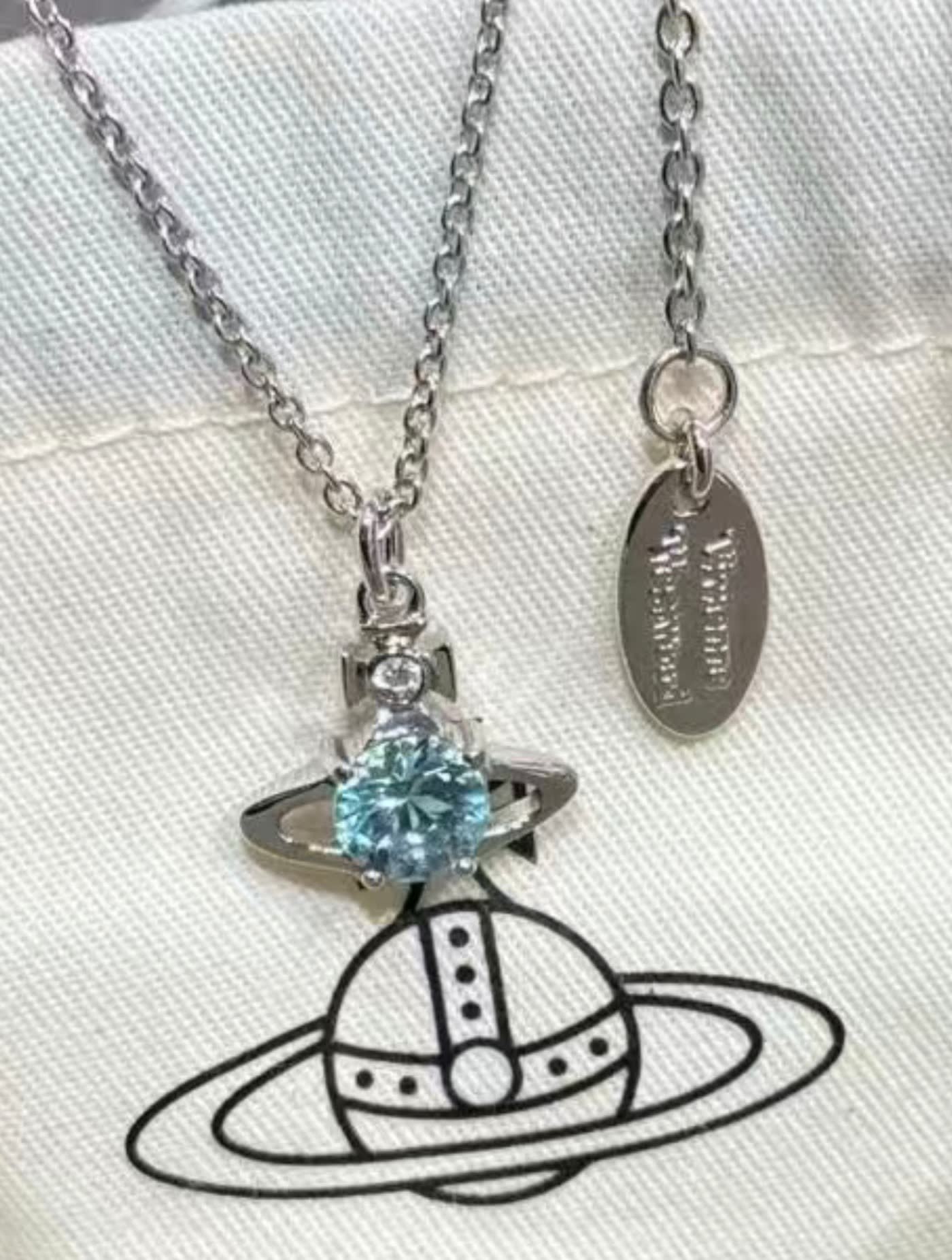 Vivienne Westwood Venus Blue Diamond Pendant Necklace